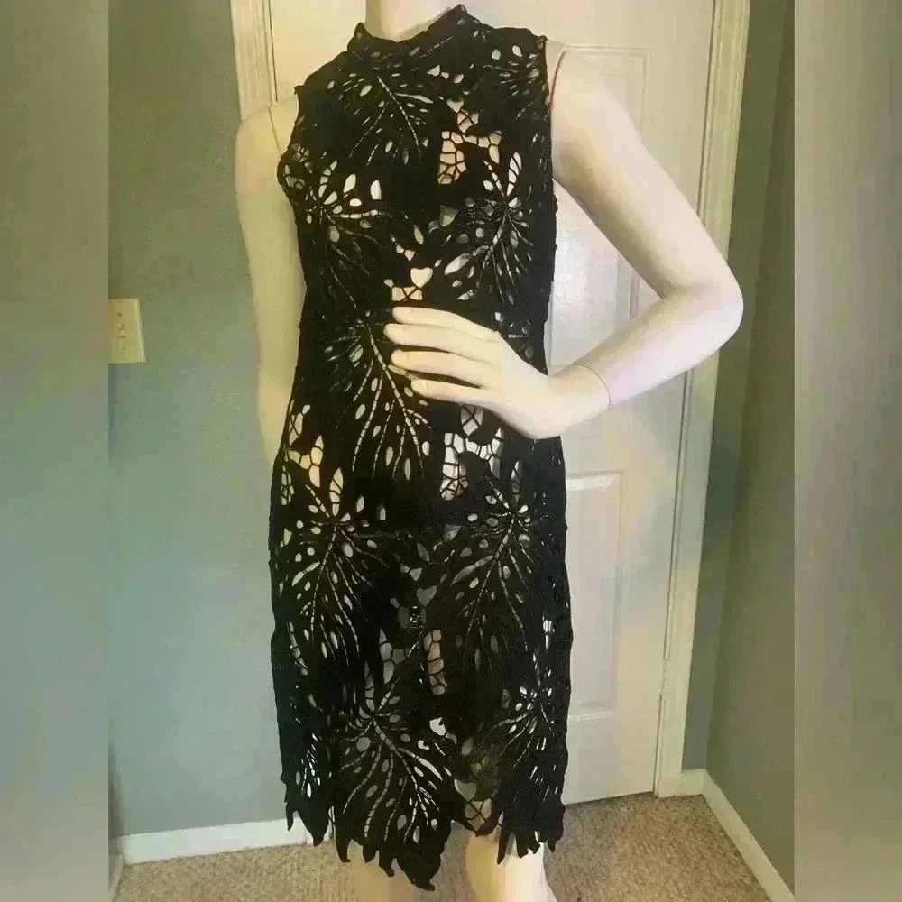 Sugar lips black floral lace dress.  G9